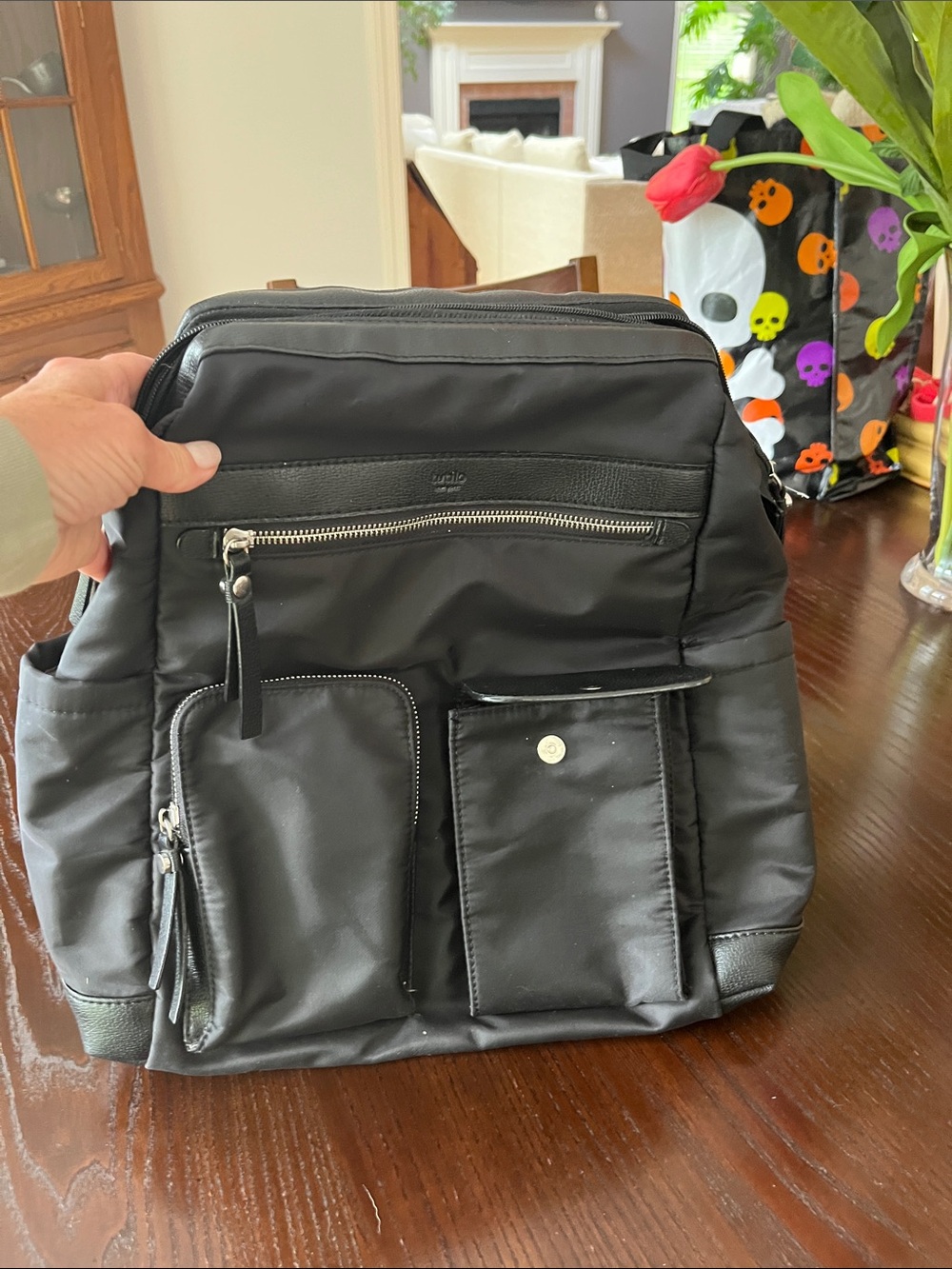 Tutilo  Black Utility Backpack with Front Organizer Pockets
